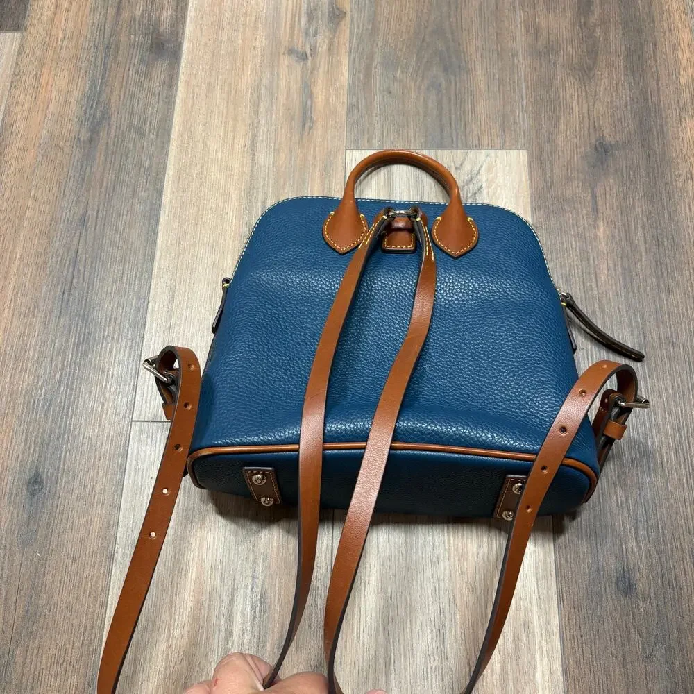 Dooney & Bourke Backpack Pebble Grain Jeans Blue Leather Pocket Adjustable Strap